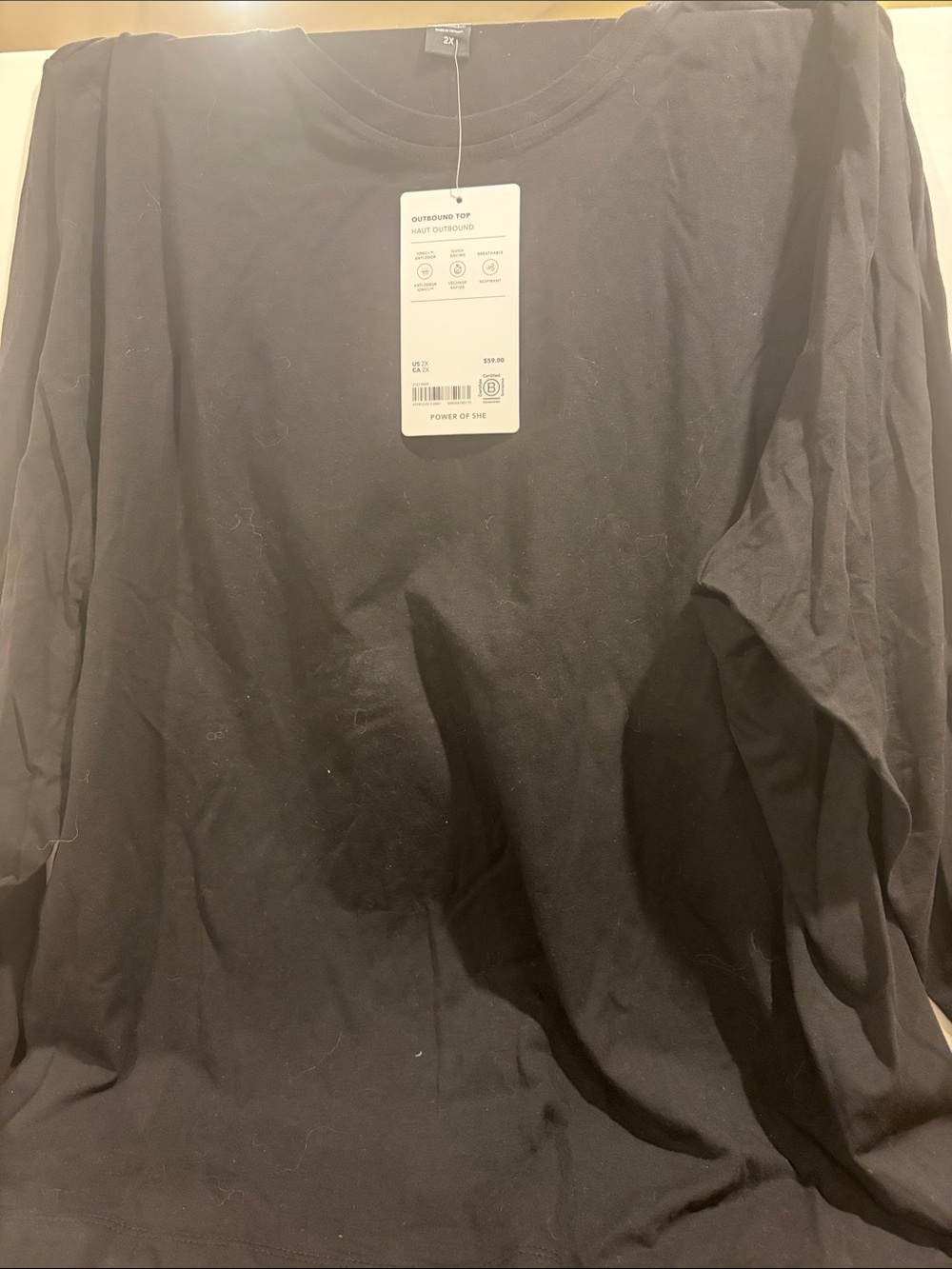 Athleta Black Long-Sleeve Crewneck Tee